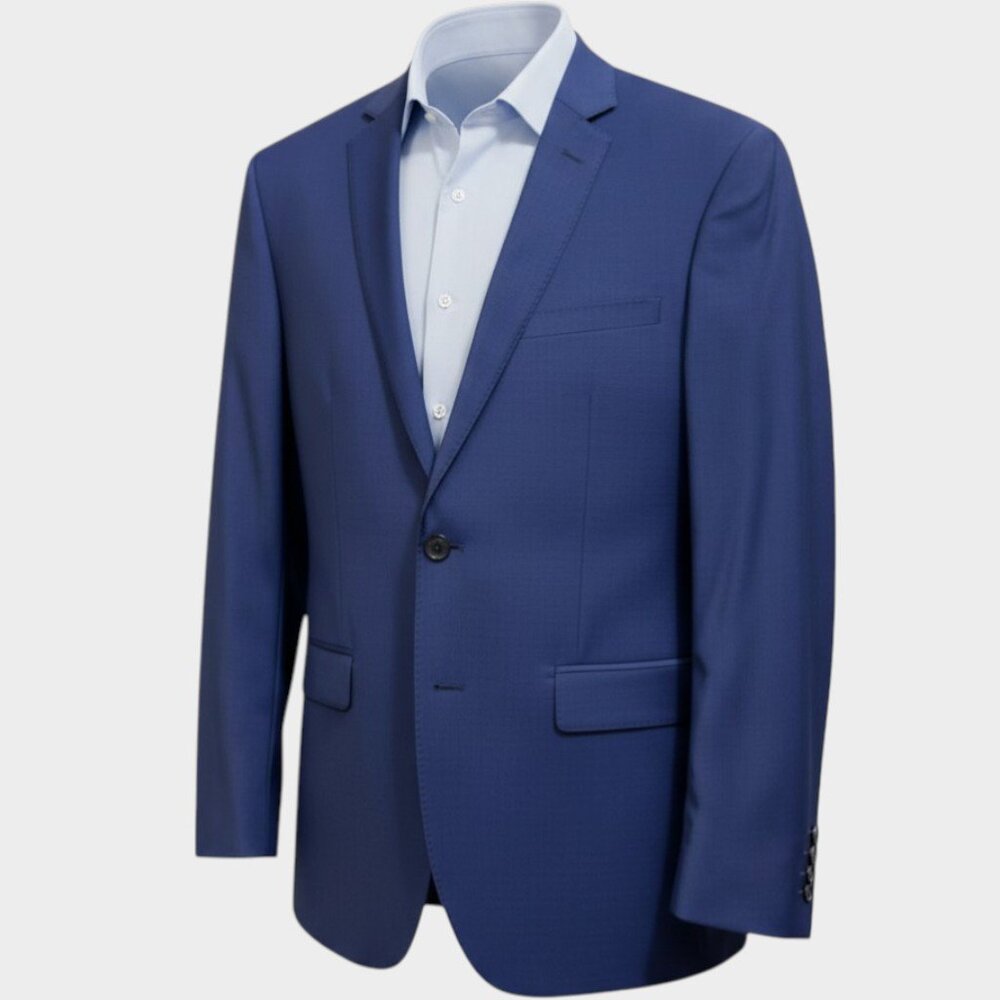 CALVIN KLEIN Mens Blazer Sport Coat Two Button Suit Jacket 40R StretchWool Blue